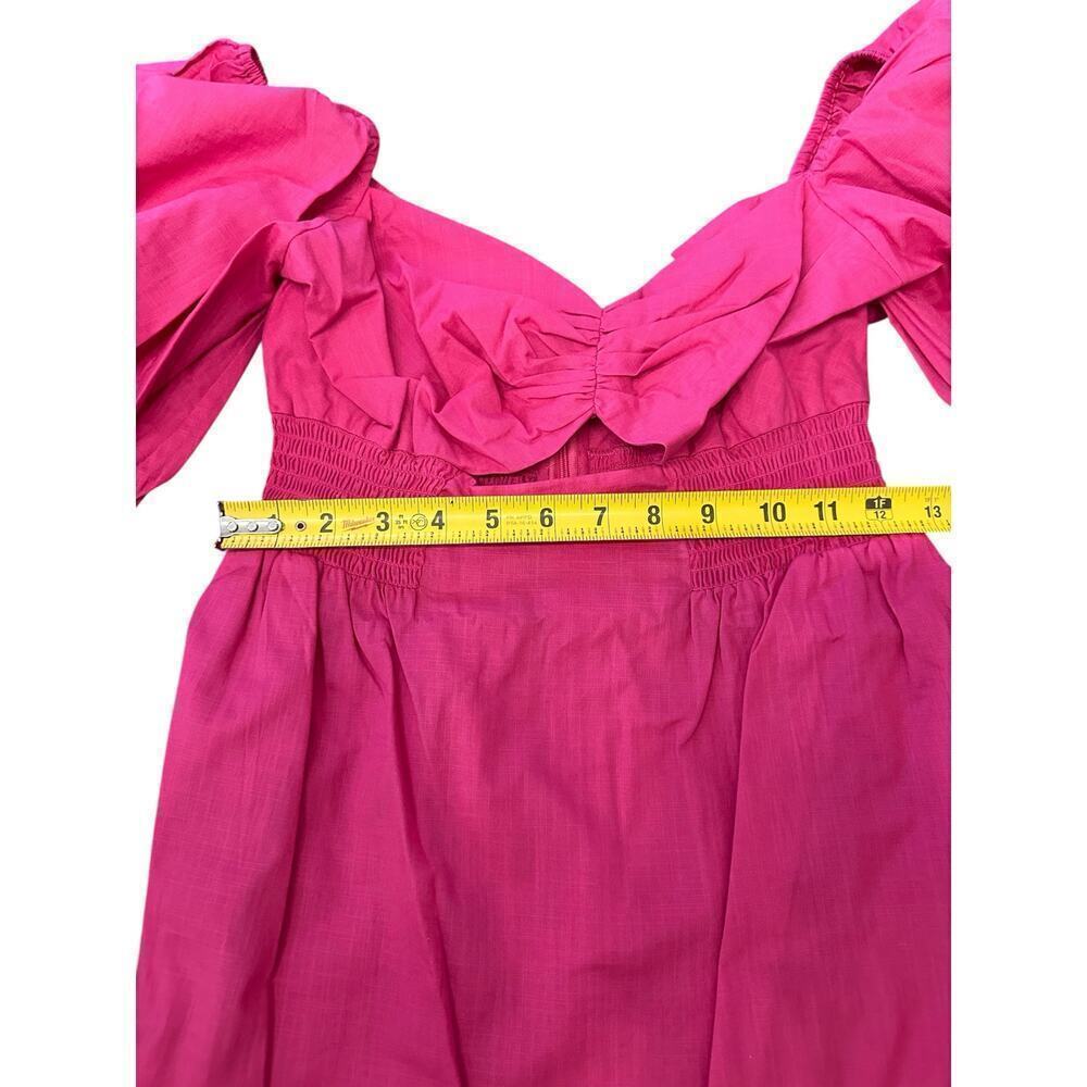 Sachin & Babi Bri Dress Fuchsia Orange Puff Sleeve Midi Size 6 NWT - Picture 7 of 9